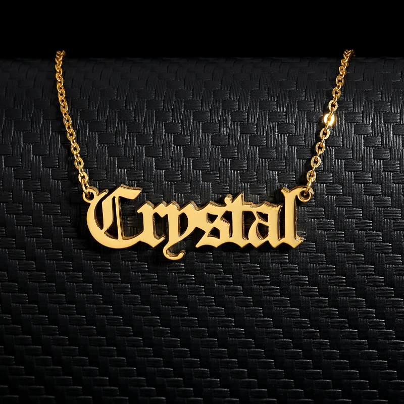 

Personalized Name Necklace Customized Nameplate Necklaces Custom Stainless Steel Old English Style Personalized Jewelry Gifts