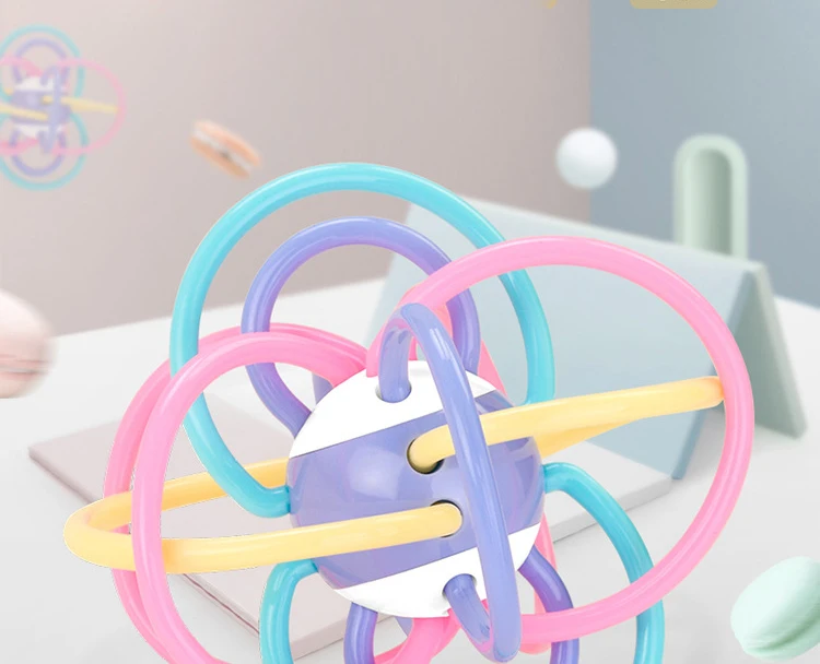 0-24 Months Baby Teether Toy Infant Ball Toy Rattles Develop Baby Intelligence Kids Teething Toys Silicone Hand Bell Rattle Gift