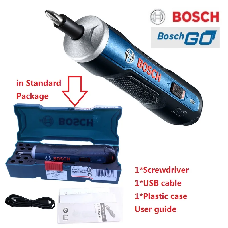 Фирменная оригинальная электрическая Шуруповерт BOSCH GO Mini 3,6 В, литий-ионная аккумуляторная батарея, Аккумуляторная дрель с набором сверл - Цвет: GO-standard