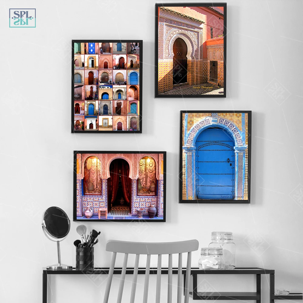 Modern-Art-Wall-Ancient-Gate-Morocco-Canvas-Painting-Posters-Artwork-Pictures-Printed-for-Living-Room-Bathroom