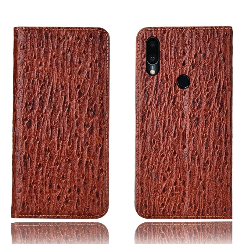 

Ostrich Pattern Genuine Leather Ultra Thin Card Slot Case For Meizu Note 9/Meizu Note 8 Magnetic Case Standing Cover Funda Capa
