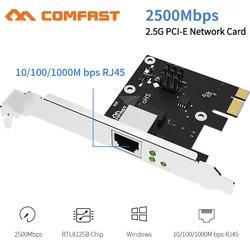 Gigabit placa de rede de jogos, 2500mbps, 10/100/1000mbps, rj45, porta ethernet 2.5gbps, adaptador pci e para desktop para win7/8/10