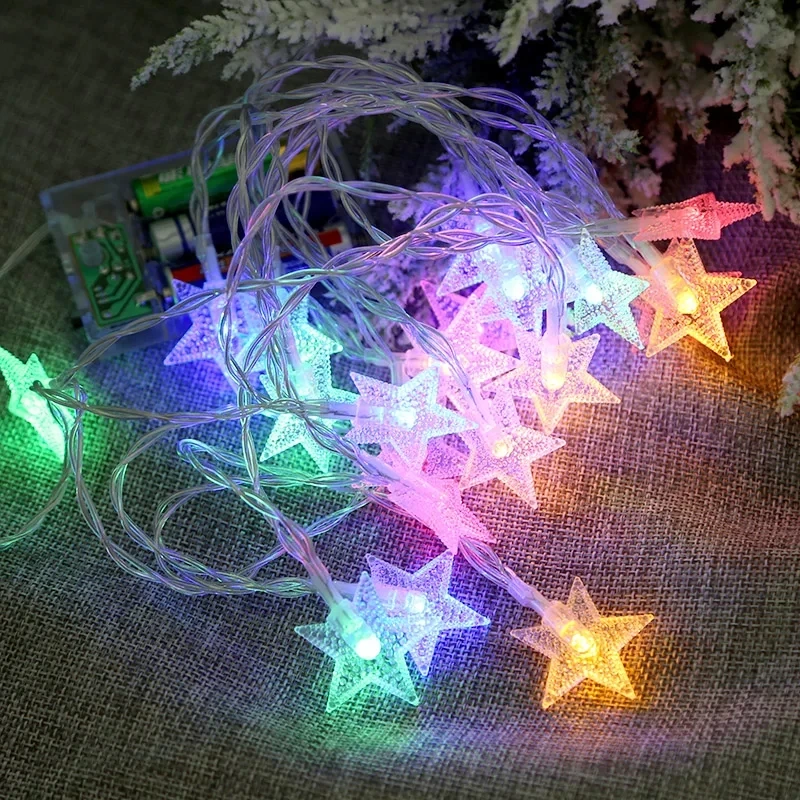Star-multicolor Рождественский орнамент, светодиодный светящаяся гирлянда, снежинки, Звездные украшения, новогодние елочные украшения для дома Navidad - Цвет: Star-multicolor