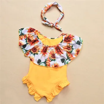 

PUDCOCO Toddler Baby Girl Kids Sun Flowers Print Bikini Swimwear Swimsuit Bathing Beachwear Sunsuit+Headband 2Pcs 6M-6T