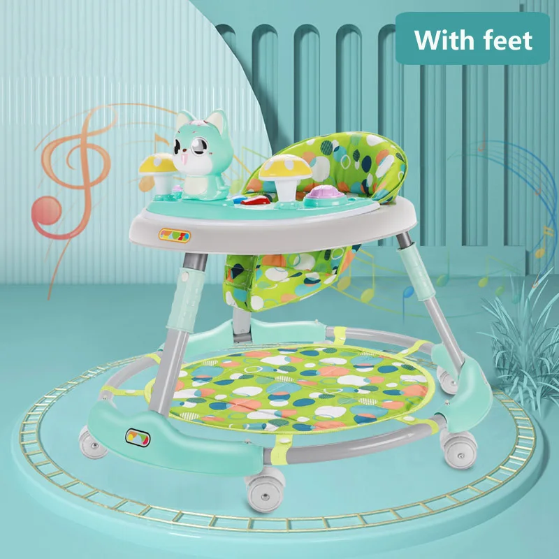 green foot pad Детские ходунки Многофункциональный Анти-опрокидывающийся малыш стартер 6-12 лет ребенок с музыкой - Цвет: green foot pad