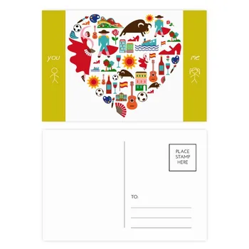 

Spanish Heart Bullfight Flamingo Flag Friend Postcard Set Thanks Card Mailing Side 20pcs