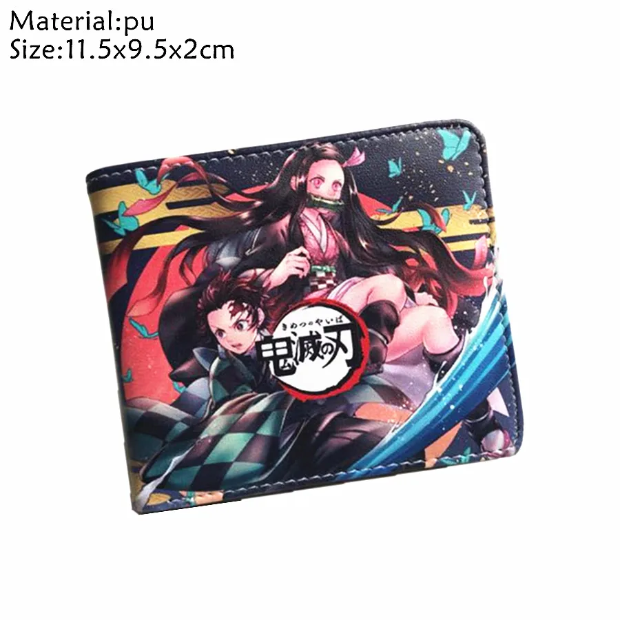 Аниме демон убийца Kimetsu no Yaiba PU кошелек для мальчиков и девочек на молнии карман для монет кожаный короткий двойной держатель для карт