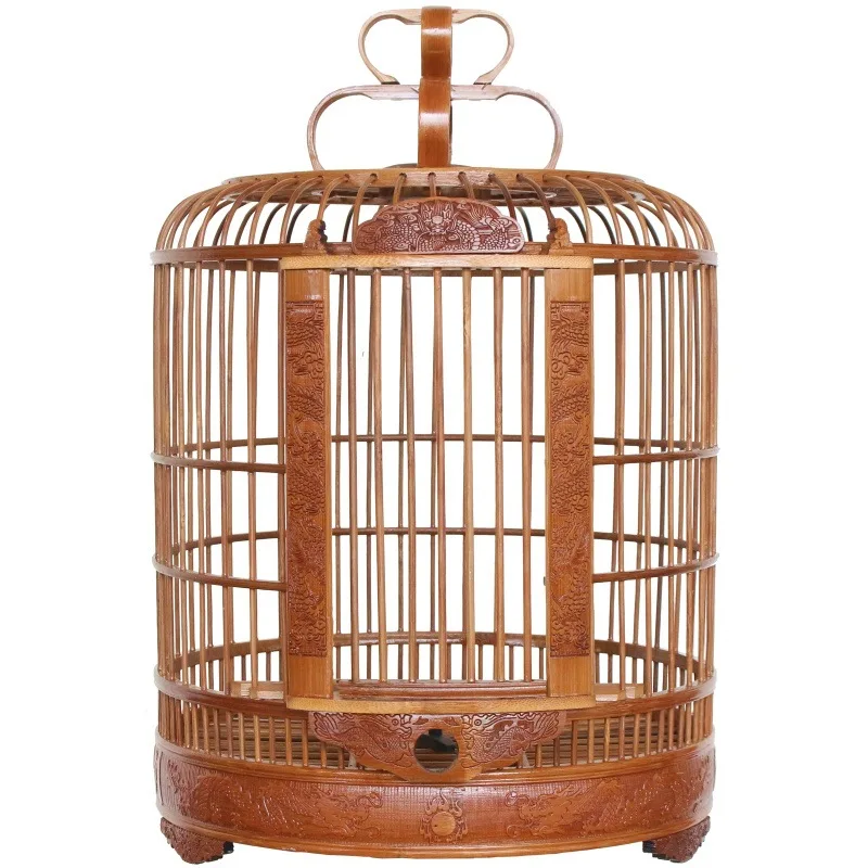 Carved Thrush Bird Cage Bamboo Boutique High end Hand carved Luxury