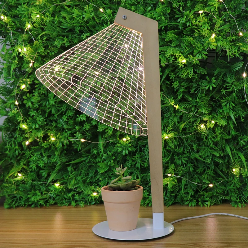 Современный дизайн 3D Led настольный ночник боковые настольные наборы ламп Декор Светодиодная настольная лампа с USB