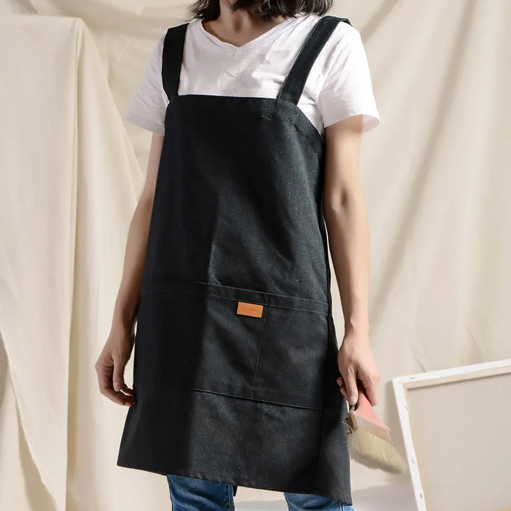 1 Durable Uniform Apron Waterproof Apron For Men Women Waterproof Chef Apron Cooking Kitchen Double Pocket Apron New - Цвет: 1