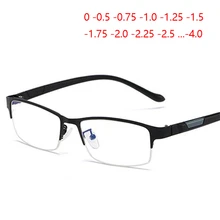 Деловые очки с полуоправой, очки для близорукости, для мужчин и женщин, металлические квадратные 1,56 асферические линзы, очки по рецепту, SPH 0-0,5-0,75-4,0
