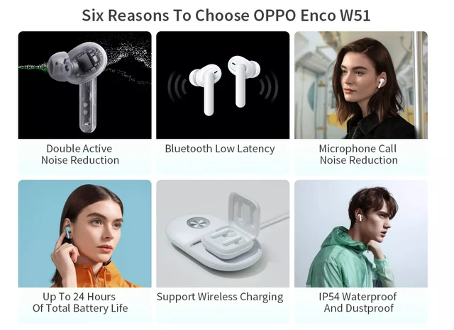  Oppo Enco W31 Earphone Low Latency True Wireless Bluetooth  Earphones in Ear Headset White