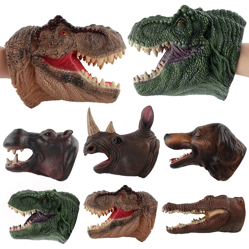 

Model New Style Soft Silcone Hand Puppet Mouth at Will Transformation Animal Dinosaur Head Band Children Funny Vinyl Toy