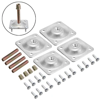 

4Pieces Iron Furniture Leg Fixing Mounting Plates 48x48mm Soft Table Chair Cupboard Feet Attachment Plates