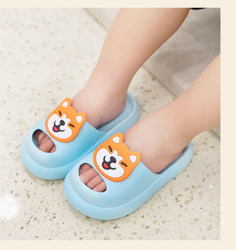 Cartoon Dog Kids Slippers Non-Slip Anti Collision Toe Cap Children Slippers Summer Comfort Soft Sole Boy Girl Shoes Home Shoes extra wide children's shoes
