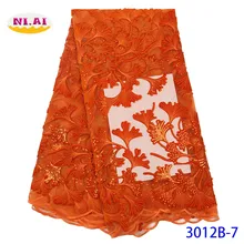 NIAI Бархатная Сетка кружевная ткань для платья нигерийский французский Тюль кружевная ткань Высокое качество африканская блестящая кружевная ткань XY3012B-7