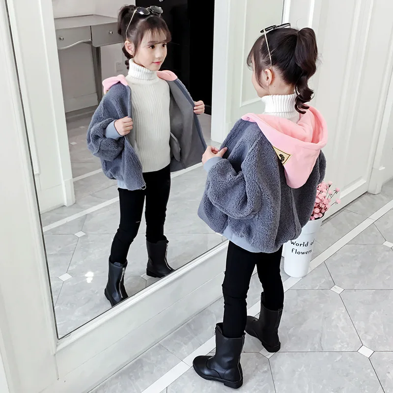 

2019 New Style Korean-style tong jia ke Girls Fall And Winter Clothes Big Boy Children fang yang gao Wool Coat Fashion Childrens
