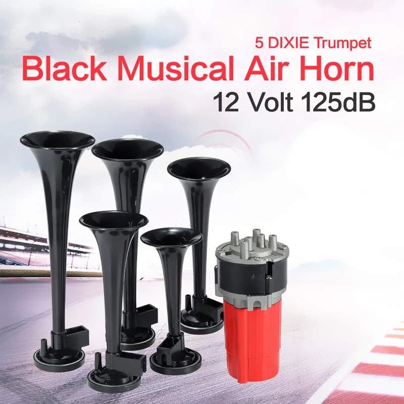 Semoic 125 dB 12 V 5 rote Dixie Auto Trompete Lufthupe DIXIE Musical Air Horn Dukes of Hazzard General für Auto Truck Boot