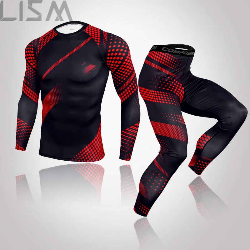 long johns target Men's Brand Spring Thickened Warm Clothing Quick-Drying Clothes Sportswear Running Men's Compression Quick-Drying Sports Suit men's thermal pants Long Johns
