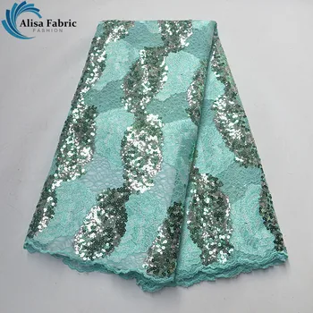 

Alisa 2019 New Style Sequins lace fabric high quality lace African Embroidery Lace Fabrics French Fabrics for Celebration
