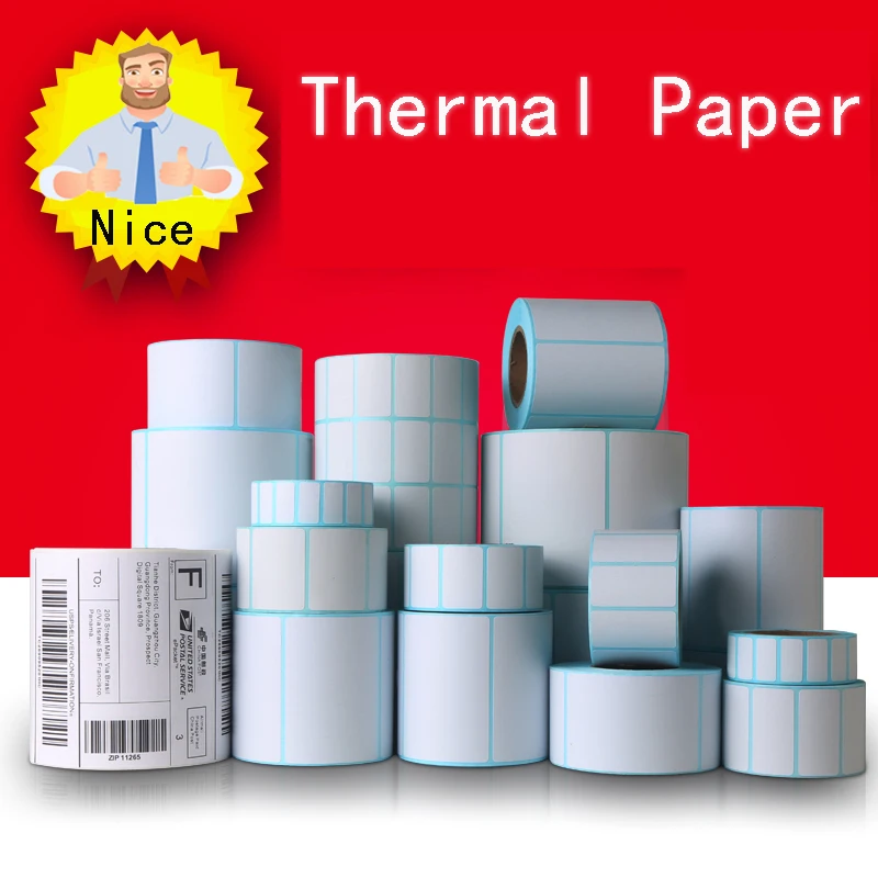 Papel térmico autoadhesivo para etiquetas, suministros de impresión impermeable, para impresión directa