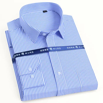 

Men'S Classic Long Sleeve Solid/Striped Basic Dress Shirts Single Patch Pocket Formal Business Standard-Fit Office Social Shirt