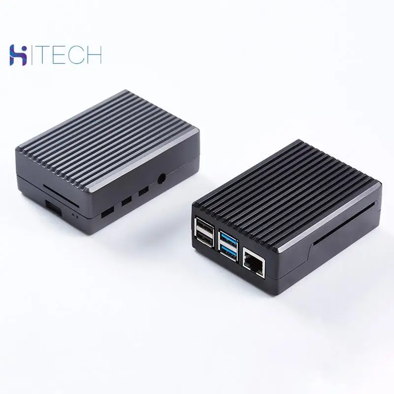 Черный/темно серый металлический чехол корпус с радиаторами для Raspberry Pi 4B 4 Model