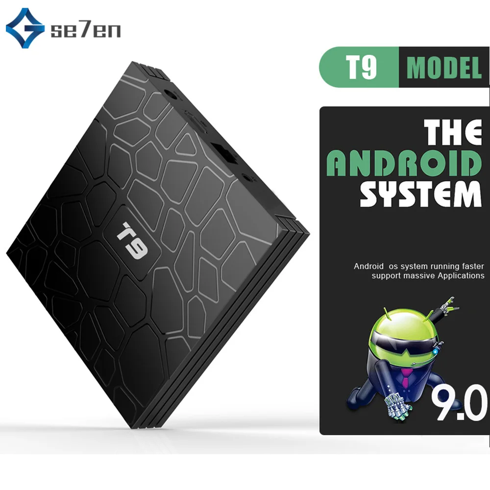 

Android 9.0 TV BOX T9 Smart TV Box 4K Quad Core Media Player 4GB RAM 32GB/64GB ROM 2.4G/5G Dual WIFI USB 3.0 TVbox Set Top Box
