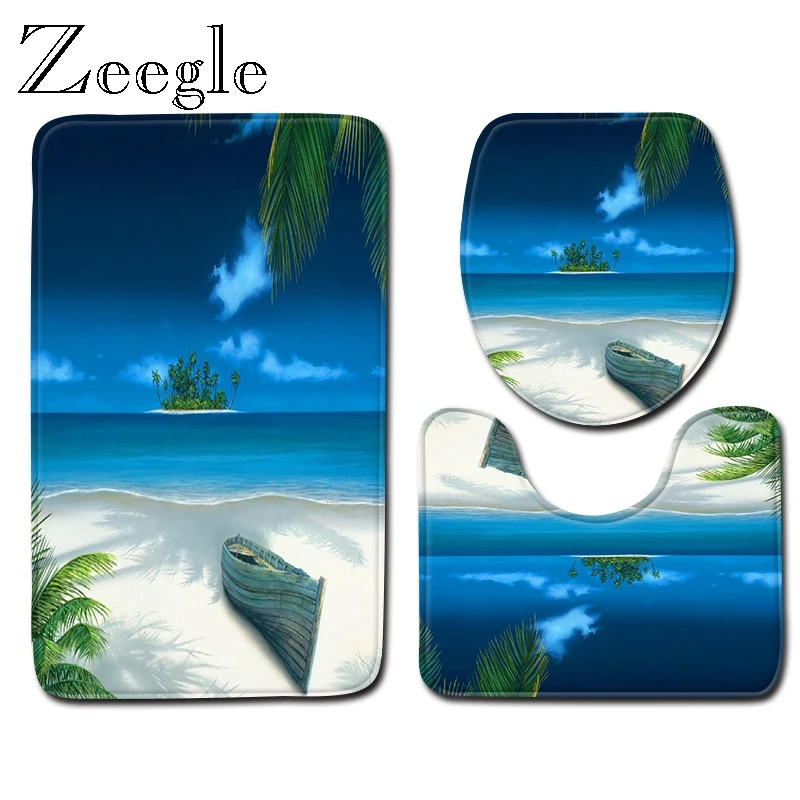 Zeegle Microfiber Bath Rug 3pcs Bathroom Mat Set Anti Slip Carpet Bath Mat Toilet Decoration Rug Bathroom Entrance Mat Foot Rug