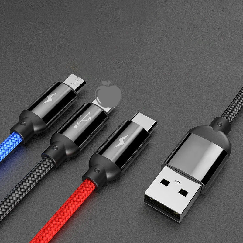 3 в 1 type C/8 Pin/Кабель зарядного устройства микро-usb для iPhone X Xr универсальный кабель быстрой зарядки для samsung S9 S8 Xiaomi зарядное устройство Шнур