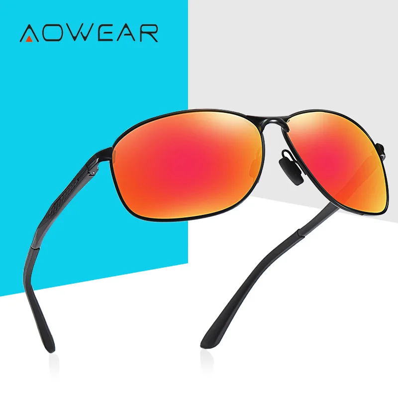 Очки солнцезащитные AOWEAR Мужские поляризационные зеркальные алюминиевые