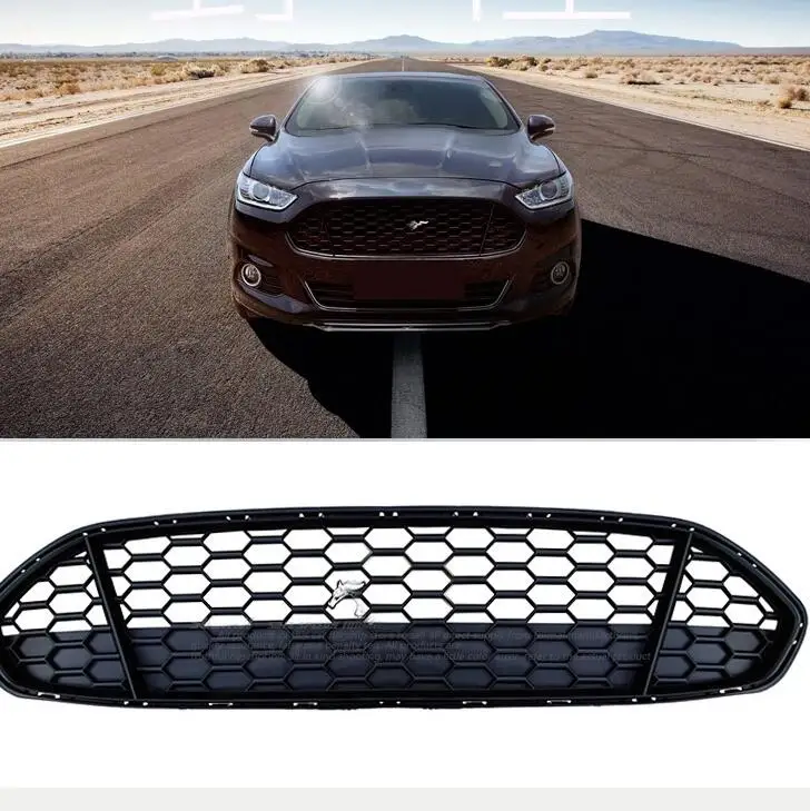 Черная передняя решетка оправа с решеткой сотовая сетка крышка с логотипом подходит для Ford Mondeo Fusion 2013- стайлинга автомобилей - Цвет: 2013-2016
