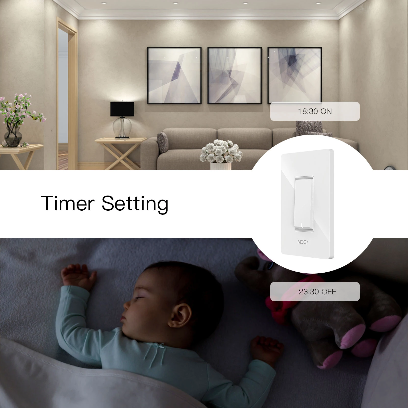 US WiFi Smart Light Switch Control by Smart Life/Tuya APP Works with Alexa Google Home for Voice Control No Hub Required