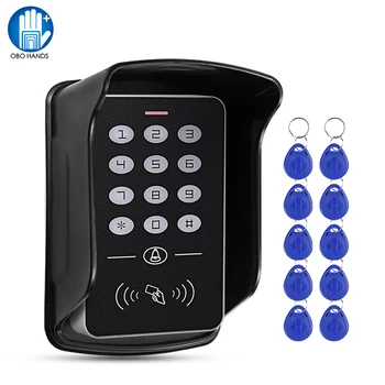 Teclado RFID independiente de 125KHz, teclado de Control de acceso, controlador de cubierta impermeable, 10 unidades, Keyfobs para sistema de Control de acceso de puerta
