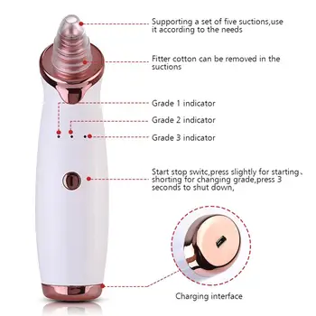 

Electric Acne Remover Point Noir Blackhead Vacuum Extractor Tool Black Spots Pore Cleaner Skin Care Facial Pore Cleaner Machine