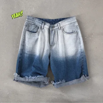 

Men's vintage washed jean shorts men 2020 fashion summer casual short for men black jeans hip hop clothes streetwear DK32