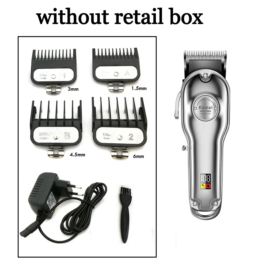 Полностью Металлическая Парикмахерская профессиональная машинка для стрижки волос электрическая Беспроводная Машинка для стрижки волос Золотая и серебряная машинка для стрижки волос 1986 - Цвет: Silver without box