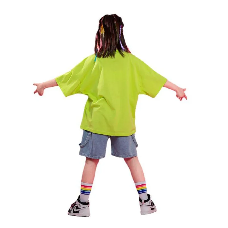 de Carnaval para niños, camiseta verde de gran tamaño, pantalones de verano, traje baile de de baile| - AliExpress