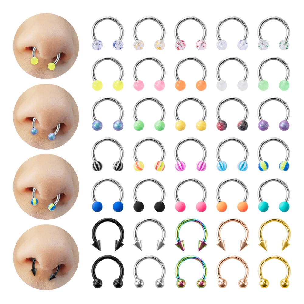 5pcs 8mm 10mm Acrylic Horseshoe Nose Septum Rings Piercing Jewelry