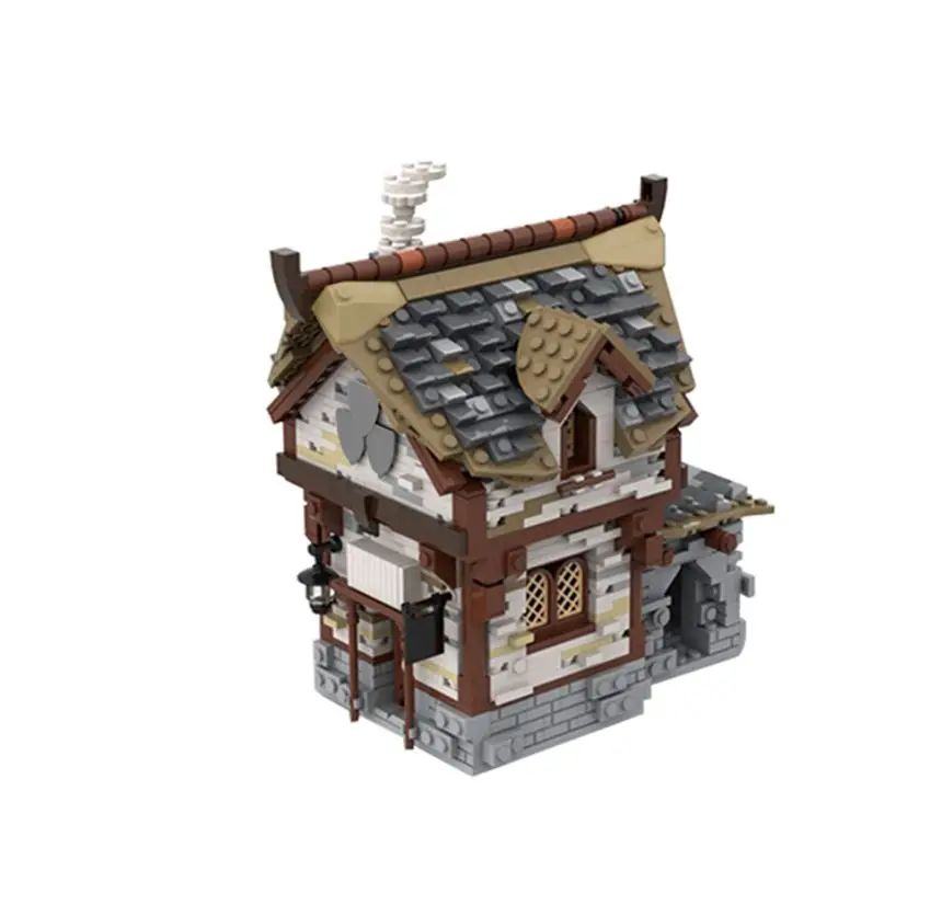 

MOC The Medieval Taverns Building Block Set Retro Town Street Pub Bricks Assemble Architecture Scene House Game Toy For Children