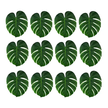 

36 Pcs Tropical Artificial Plant Palm Monstera Leaves - Decoration Leaf Table Decor Accessories (6 inch x 4.5 inch)
