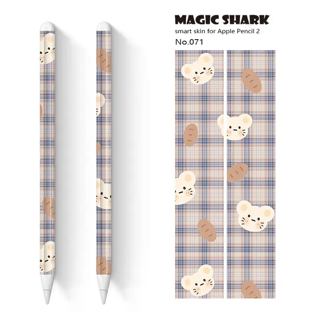 매직 샤크 PVC 귀여운 만화 곰 태양 달 꽃 과일 스킨 테이프 스티커 필름 케이스로 애플 펜슬 2를 귀엽게 보호하세요!