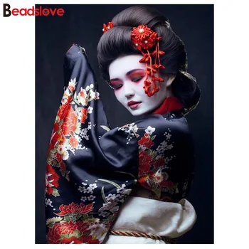 

5D Diy diamond painting Japanese geisha woman cross stitch Diy diamond embroidery rhinestone painting mosaic wall sticker decor