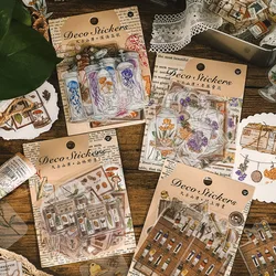 Autocollant Washi Vintage de jardin de fleurs, étiquette Scrapbooking artisanale décorative mignonne et esthétique, pour Journal intime, papeterie, 40 feuilles 