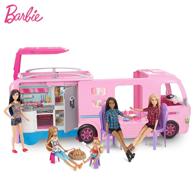 Barbie Dream Rv Girl Christmas Birthday Gift Play House Simulation Rv Gift Box Toy Fbr34 - Doll Playsets -
