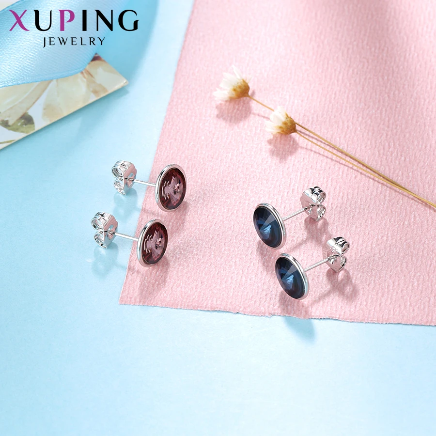 Stud Earrings Crystal Earrings Xuping Jewelry Simple Elegant Style Crystal Studs Earring For Women Girls A0061203