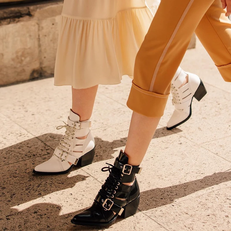 Роскошные дизайнерские женские ботильоны с вырезами Женские ботинки из