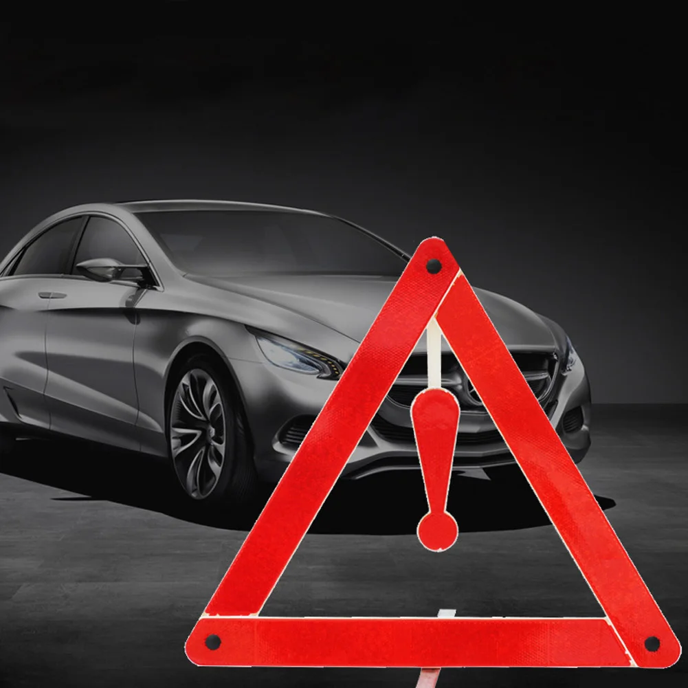 Red Warning Sign Exclamation Mark Reflective Red Roadside Car Supplies Safety Emergency PVC Triangle Portable High Visibility