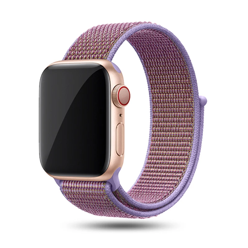 Lilac Спортивный ремешок для Apple watch 42 мм, 38 мм, 44 мм, 40 мм, тканый нейлоновый браслет correa iwatch 4, 3, 2, аксессуары для Apple watch 4, 5 - Цвет ремешка: Lilac