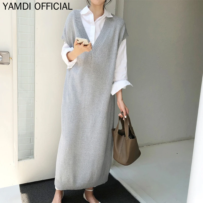 Женское платье свитер YAMDI осенне зимнее джемпер женское теплое трикотажное